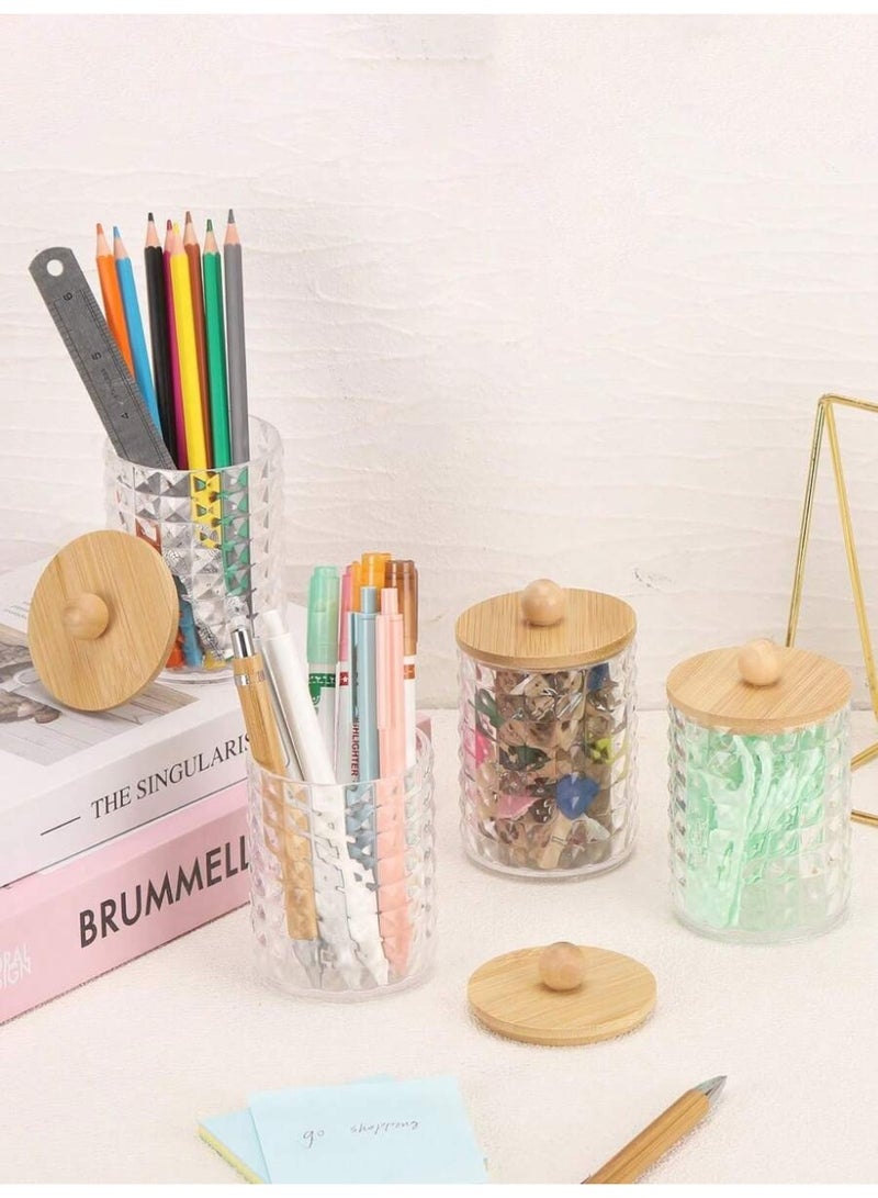 طقم علب تخزين شفافة عدد 3 بغطاء خشبي – تصميم ماسي أنيق - Image 3